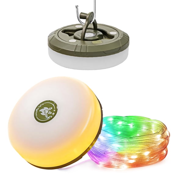 HAMLITE Camping Light String, 3 in 1 Camping Light Rechargeable(29.5Ft), RGB Portable Outdoor Strin