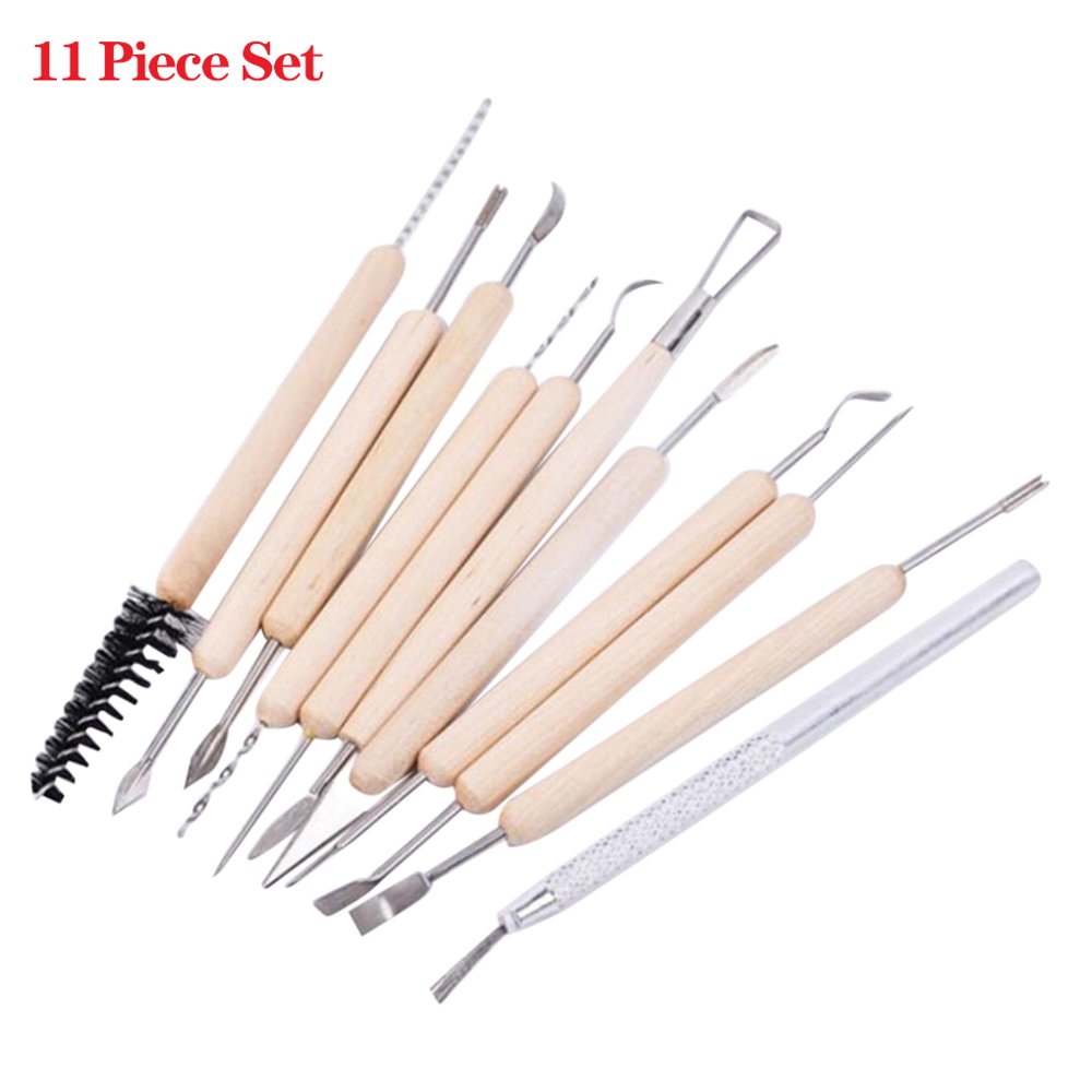 TureClos 11Pcs Stainless Steel Clay Sculpture Tool Wooden Handle