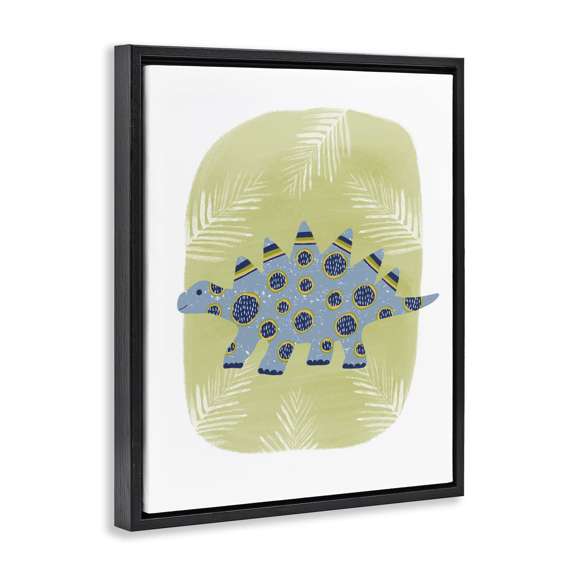 Stupell Industries Stegosaurus with Leaves Animals & Insects Painting Black Floater Framed Art Print Wall Art, 25 x 31