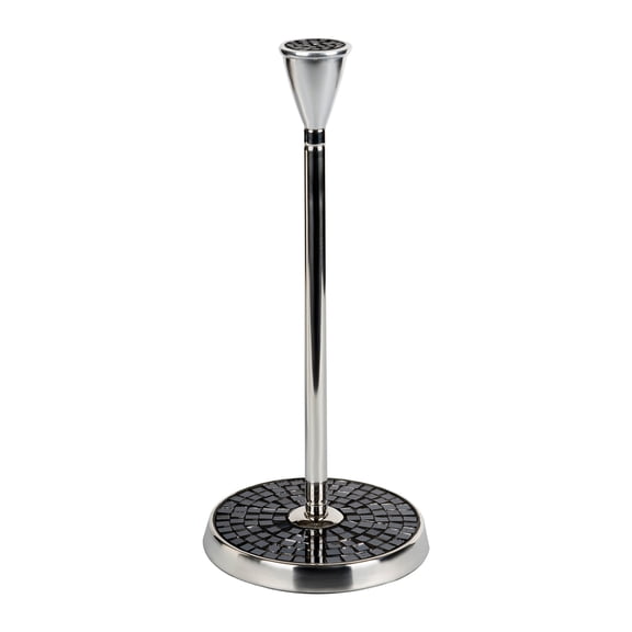 nu steel Black Mosaic Kitchen Stainless Steel Paper Towel Holder-Weighted Base for Standard Paper Towel Rolls