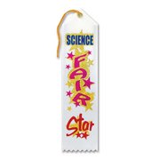 Pack of 6 White "Science Fair Star Award" School Award Ribbon Bookmarks 8"