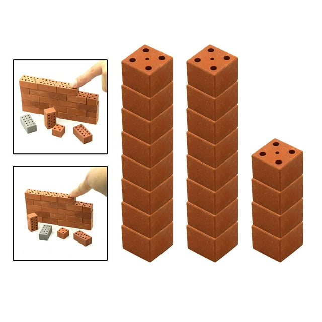 20 Mini Ladrillos de Pared Macarena Modelo de Construcción Miniatura Jardín Mitad Roja