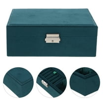 GARVALON 1Pack Rectangular Velvet Jewelry Box Dark Green 24.00X17.00X8.50Cm For Women Home Use
