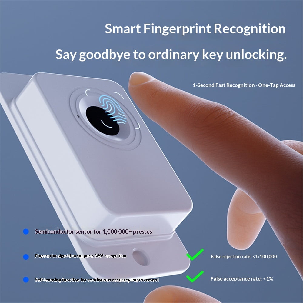 Fingerprint Fridge Lock - Child & Pet Proof Security for Drawers, Cabinets, Ovens, Toilet | Smart Biometric& USB Key | Easy Install | Quick Unlock (White, 1 Pcs)