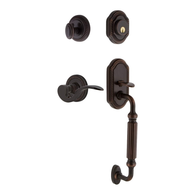 Nostalgic Warehouse Rope Rosette F Grip Entry Set Manor Lever in Timeless Bronze