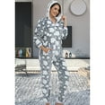 thumbnail image 2 of Defitshape Women's Long Sleeve Hooded Onesie Pajama Fuzzy Fleece Cute Winter Warm Full Zip Adult Onesies Fall Pocket Ribbed Cuffs Footless Cozy One Piece Sleepwear w/ Hood Dark Grey Large, 2 of 5