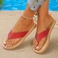 thumbnail image 5 of Rokment Flip Flops Beach Sandals for Women Indoor and Outdoor Waterproof Water Swim Pool Flat Thongs Slippers Casual Dress Slip on Slides Summer Shoes Red Size 7, 5 of 7