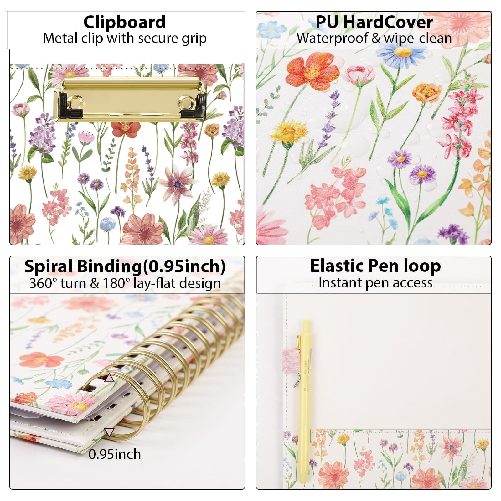 Clipboard Folder With Storage  6 Dividers 12 Pockets For Letter Size Folio Refillable Notepad Spiral Clipboards Padfolio Teacher Worker Supplies