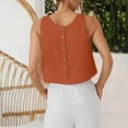 thumbnail image 4 of Conairie Womens Workout Tank Tops Solid Color Crop Linen Blend Scoop Neck T Shirt Casual Sleeveless Blouses Summer Work Shirts Orange XXXL, 4 of 7