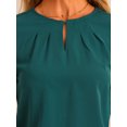thumbnail image 5 of INSPIRE CHIC Women's Work Tops Chiffon Shirt Long Sleeve Keyhole Neck Elegant Blouse S Green, 5 of 6