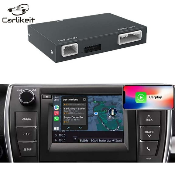 Carlikeit Wireless CarPlay & Android Auto Adapter Retrofit Kit Decoder for Toyota Touch2 & Entune2.0 2014–2019, Compatible with Corolla, Prius, RAV4, Camry, Highlander, Sienna, Tacoma, Tundra
