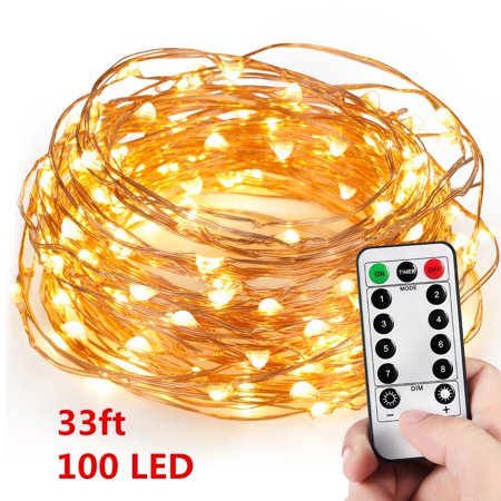 picture Battery Powered Fairy Lights With Remote 33ft 100 leds waterproof starry fairy lights with remote control battery powered string lights 8 lighting modes led decorative lights for patio garden