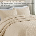 Exclusivo Mezcla Brich Beige Twin Quilt Set, Weave Pattern Ultrasonic