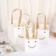 thumbnail image 1 of Xiao Hua Regalos, flores, bolsas de embalaje para cajas de regalo, bolsas de regalo con ventana transparente, bolsas de papel kraft, bolsas de mano cuadradas (cara sonriente blanca, tamaño pequeño), 1 of 5