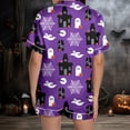thumbnail image 2 of Bibifish Womens Halloween Pajama Set Fall Satin Printed Short Sleeve Top Shorts 2 Piece Outfit Holiday Cozy Nightwear, 2 of 5