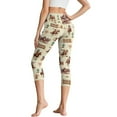 thumbnail image 2 of SCRAWLGOD Women's Workout Capri Leggings with Pockets, Breathable Elastic Yoga Pants Leggings Squat Proof High Waisted Gym Athletic Yoga Lounge Tights, Horse Cowboy Fence Cactus Beige, S, 2 of 7