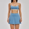 thumbnail image 5 of PISONIC Womens 2 Piece Skirt Set Workout Outfits Tennis Skirts with Built-in Shorts and Spaghetti Strap Sports Bra Gym Yoga Set, 5 of 6