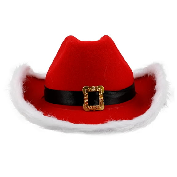 SEWCHICS Santa Claus Cowgirl Hat Holiday Party Accessory Assorted Colors Non-Woven Fabric Festive Decoration