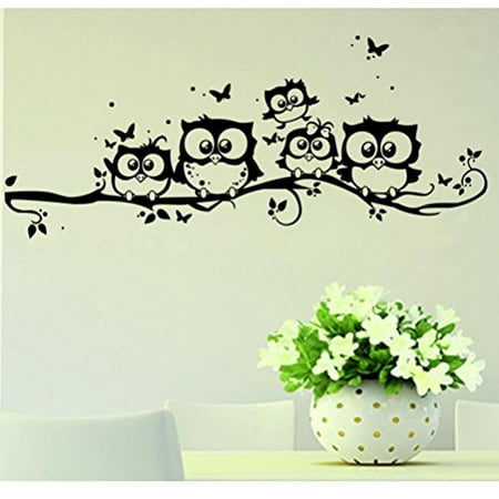 ussore vinyl art decal cartoon owl butterfly wall sticker decor home decal for kids home living room bedroom bathroom kitchen office