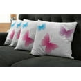 thumbnail image 2 of Ambesonne Animal Throw Pillow Cover 4 Pack, Wings Life Theme, 16", Dried Rose Pink and Blue, 2 of 6