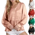 thumbnail image 1 of breaise Womens V Neck Ruffer Tops Casual Sequin Sweatshirts Trendy Puff Sleeve Pullover Cute Ruffer Tops Red,XXL, 1 of 6