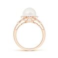 thumbnail image 2 of Angara Freshwater Cultured Pearl Halo Ring with Diamonds in 14K Rose Gold for Women | June Birthstone Jewelry for Her, 2 of 7
