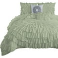 thumbnail image 2 of DNG Creations 1 Piece Luxury Circle Ruffle Comforter with 1 Freebie Ruffle Pillow All-season 550 GSM 800TC, 100% Egyptian Cotton ( Oversized Queen Size ) Solid Light Sage Colour, 2 of 5