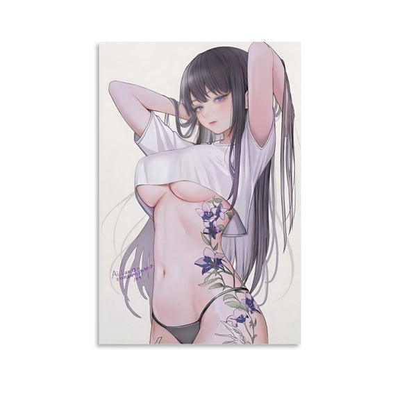 Poster Swimwear Sexy Cartoon Girl Artworks Canvas Poster Room Aesthetic Wall Art Prints Home Modern Decor Gifts 12x18inch(30x45cm)