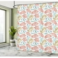 thumbnail image 4 of Ambesonne Paisley Shower Curtain, Ikat Style Vintage Eastern, 69"Wx84"L, Salmon Fawn, 4 of 4