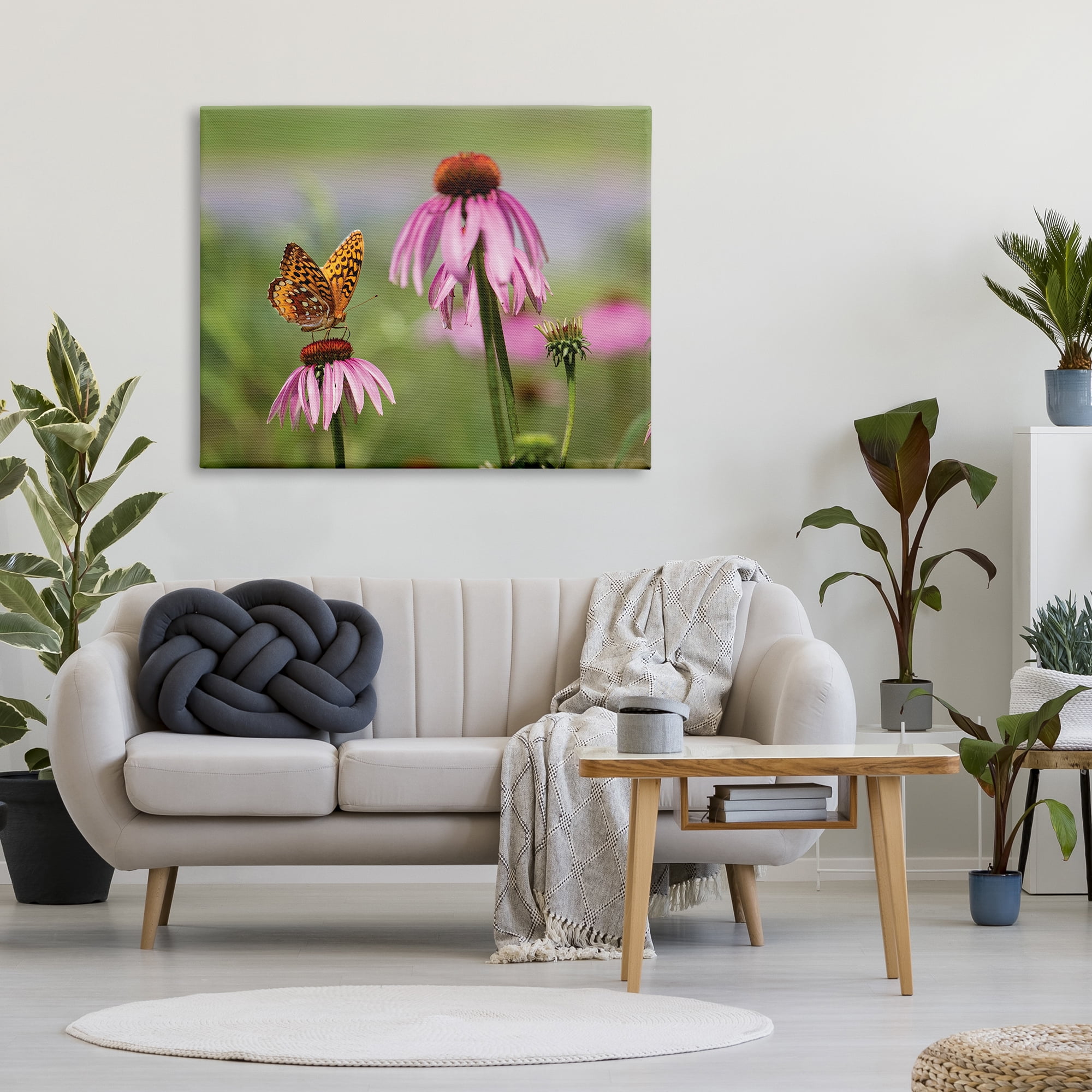 Stupell Industries Butterfly on Purple Flower Animals & Insects Photography Gallery Wrapped Canvas Print Wall Art, 48 x 36