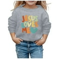 thumbnail image 1 of MIASHUI Chandail en Molleton pour Filles Hauts Sans Capuche Col Rond Imprimé Manches Longues, Gris, 7-8 Ans, 1 of 4