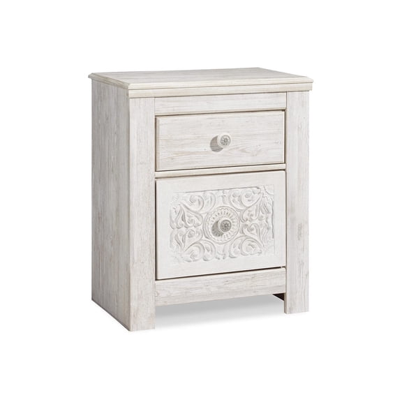 Bowery Hill 2 Drawer Nightstand in Whitewash