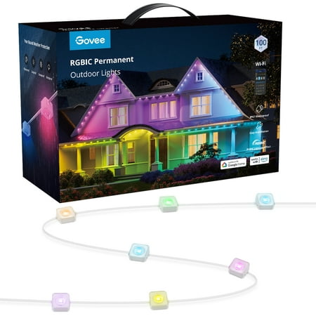 Govee 100ft RGBIC Permanent Outdoor LED Lights IP67 Waterproof String lights for Party, Game Day