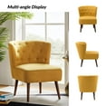 thumbnail image 4 of Modern Accent Dining Chair Wood Legs Upholstered Tufted Armless Vanity Slipper Side Chair Living Bedroom Home Kitchen Yellow, 4 of 7