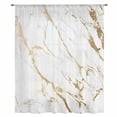 thumbnail image 2 of White Gold Abstract Sheer Curtains 45 Inches Long, Modern Marble Geometric Light Filering Curtains, Breathable Simi Curtain Privacy Drapes for Kitchen Bathroom Lightweight Small Window Treatment, 2 of 9