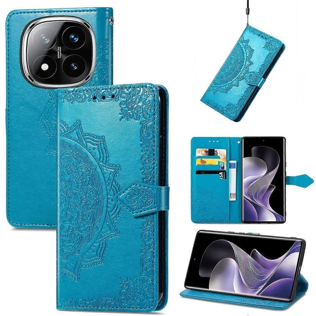 For Xiaomi Redmi Note 14 Pro 4G Wallet Case Mandala Flower Leather Phone Cover Stand - Grey