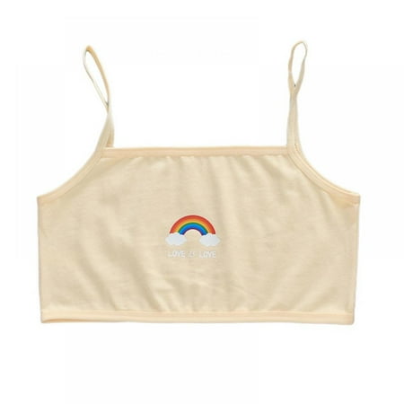 

Puberty Girls Summer Autumn Rainbow Print Training Bra Teenage Soft Cotton Sports Underwear
