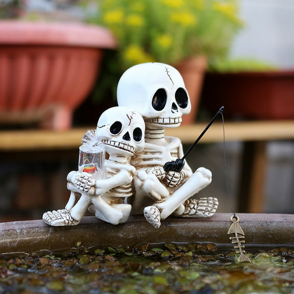 Ljxge Cute Fishing Ghost Decor - Realistic Vibration Halloween Props with Terrifying Expressions, Durable Latex Outdoor Scary Decorations for Haunted Houses, Yards, Porch Displays