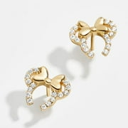 0.25 Ct Natural Moissanite Minnie Mouse Stud Earrings 14K Yellow Gold Finish