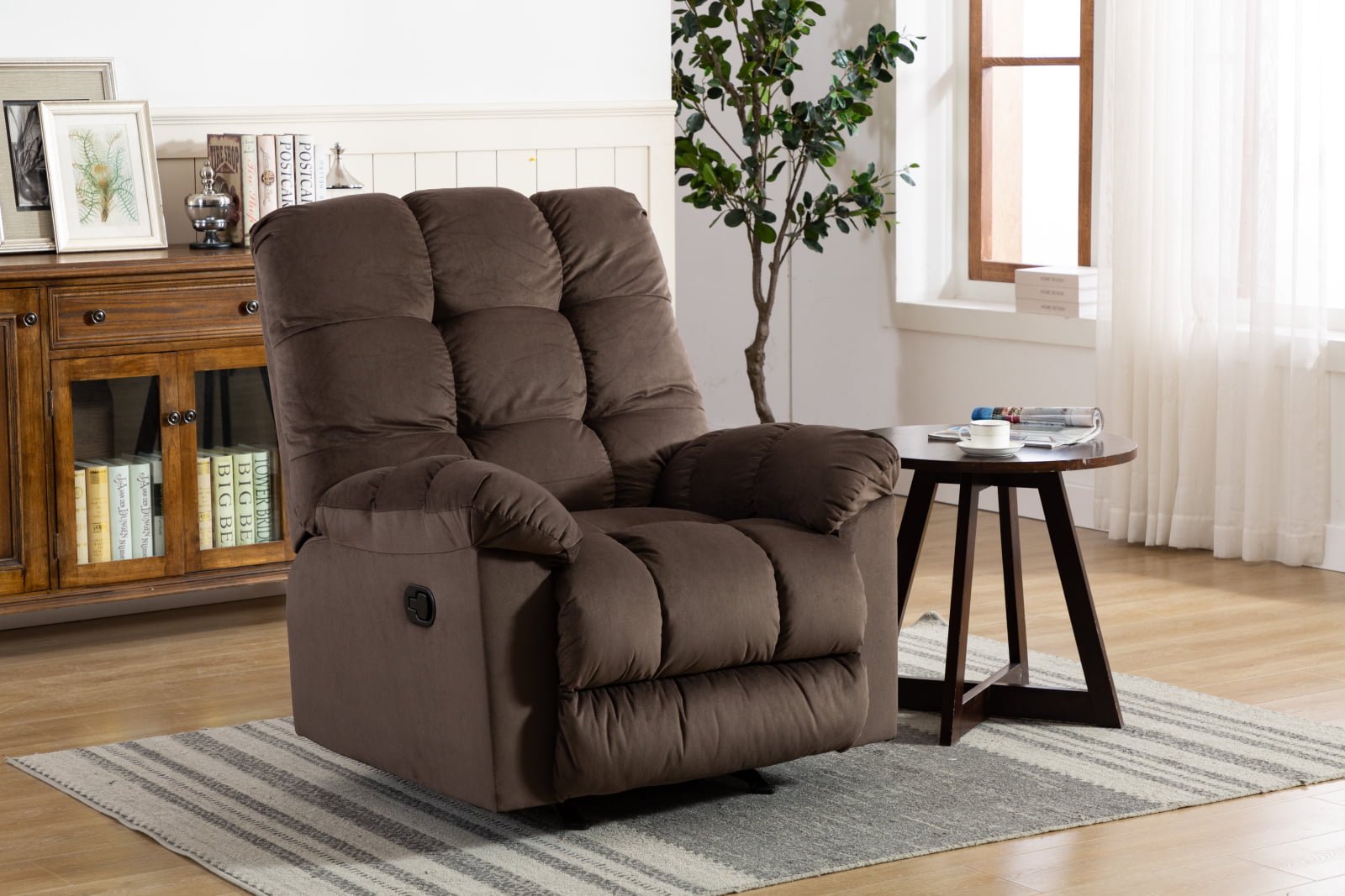 Details about   Oversize Manual Rocker Recliner Chair Overstuffed Armrest Padded Lounge Sofa 