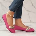 thumbnail image 5 of KIJBLAE Women's Pearl Rhinestone Decor Closed Toe Flats, Solid Slip On Comfortable Daily Casual Flat Shoes Red 43, 5 of 8