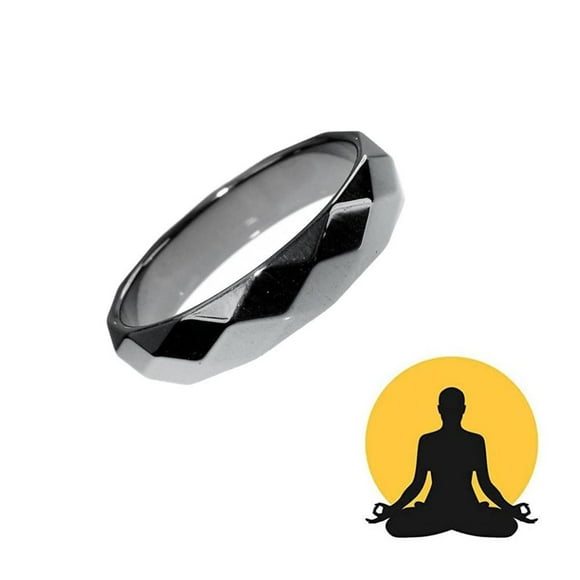 Hematite Ring for Women Men Black Hematite Stone Ring Anxiety Balance Root Chakra Absorbs Negative Energy Rings
