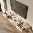 thumbnail image 3 of Wall Hanging Cabinet With Two Solid Wood Drawers Rock Plate Countertop Round Corners White Tv Stands Living Room Furniture My Lux Decor Round, 3 of 10