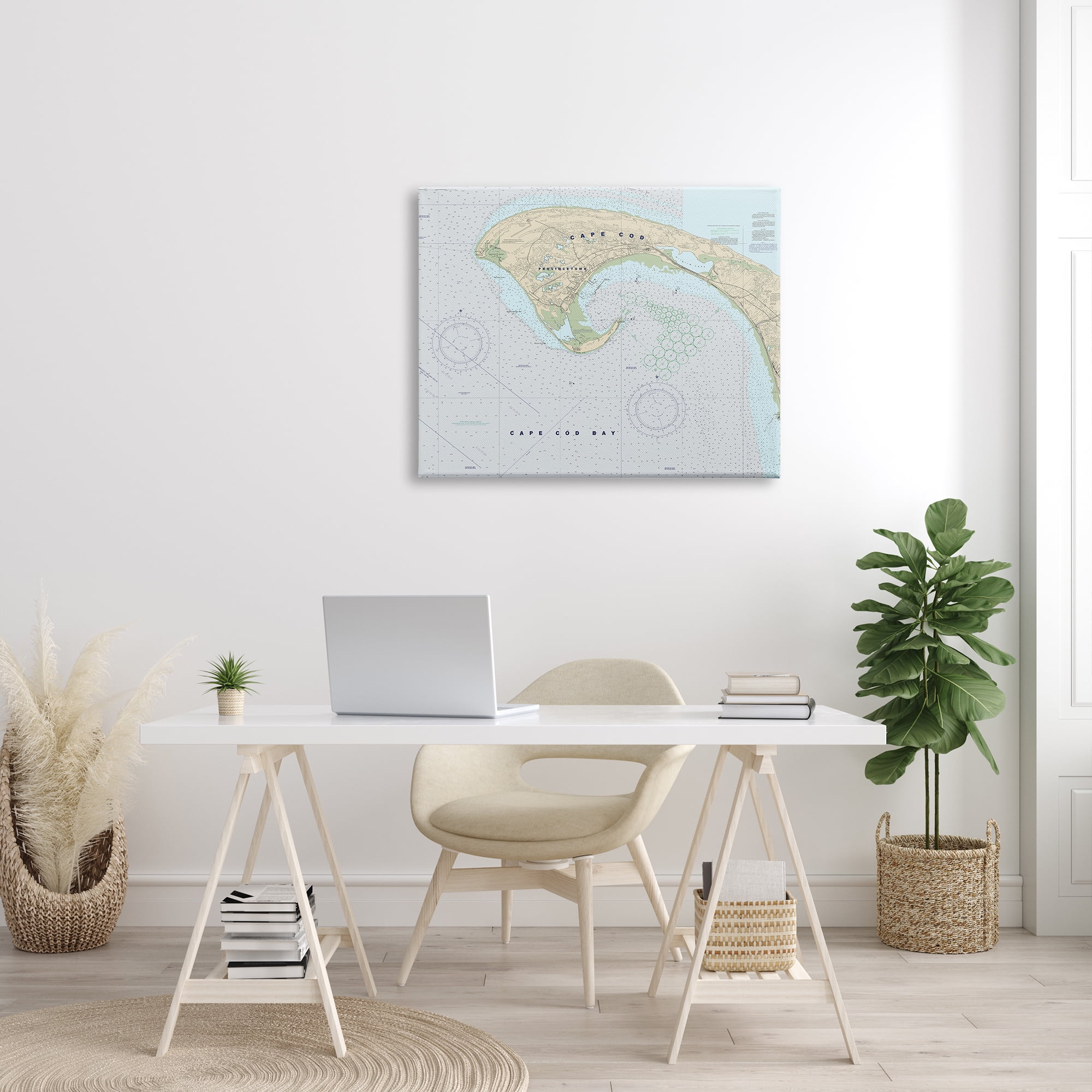 Stupell Industries Cape Cod Massachusetts Cartography Traditional Nautical Map Vintage Painting Gallery-Wrapped Canvas Print Wall Art, 30 x 40, Design by Daphne Polselli