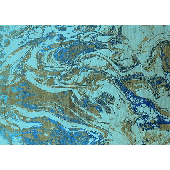 Ahgly Company Indoor Rectangle Oriental Light Blue Industrial Area Rugs, 4' x 6'