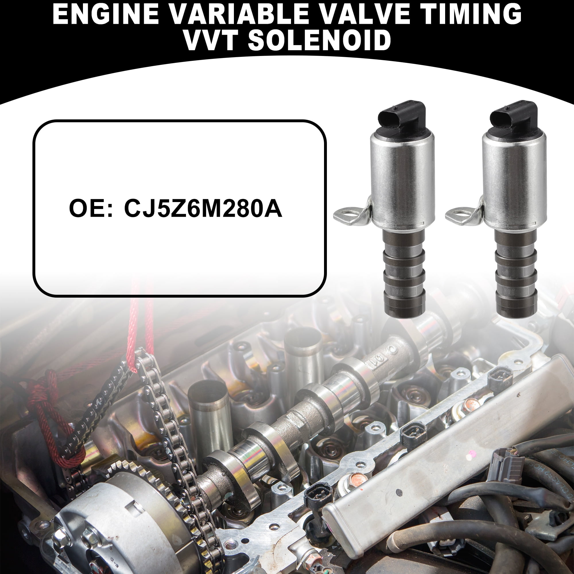 Engine Variable Valve Timing VVT Solenoid - for Ford C-Max 2013-2018 Metal Silver Tone - 2 Pcs