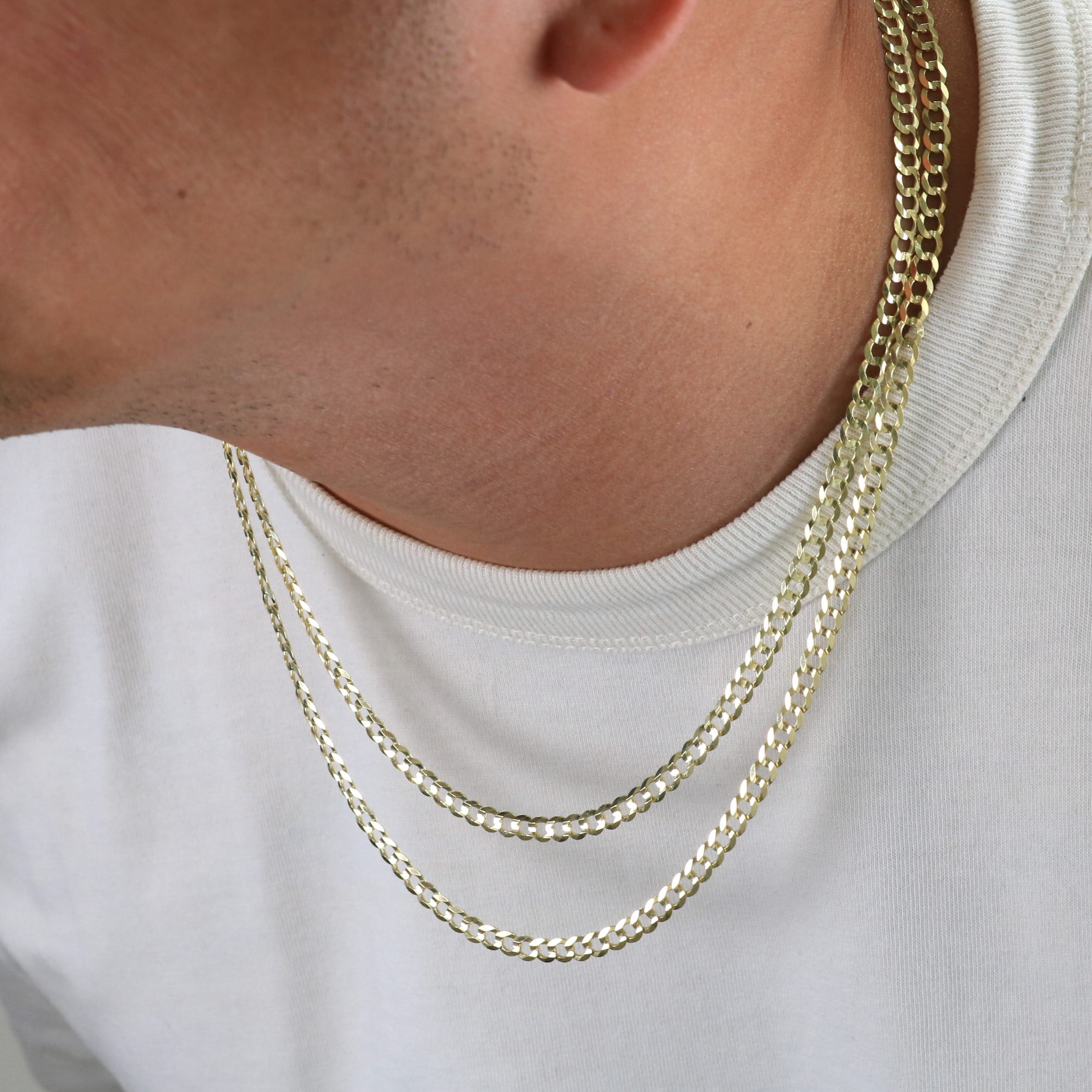 Nuragold 10k Real Yellow Gold Solid Cuban Curb Link 5mm Chain Necklace (16"-30") Italian Jewelry for Men & Women
