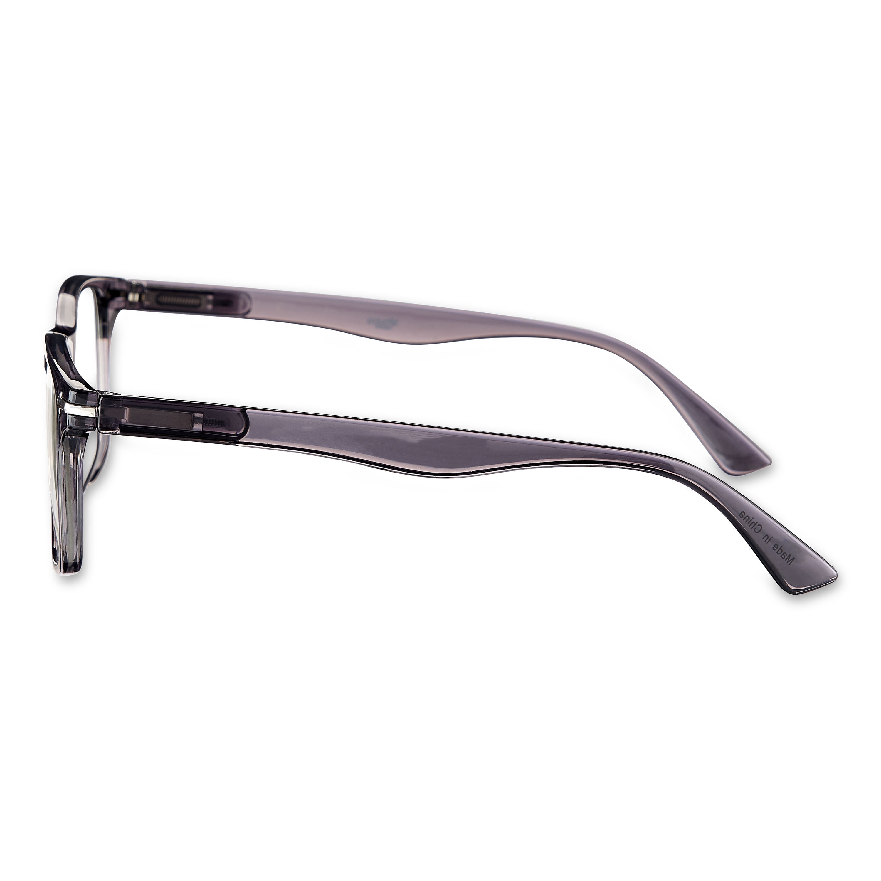 Equate Arden Bluelight Unisex Rectangular Reading Glasses with Case, Crystal Grey, +1.25