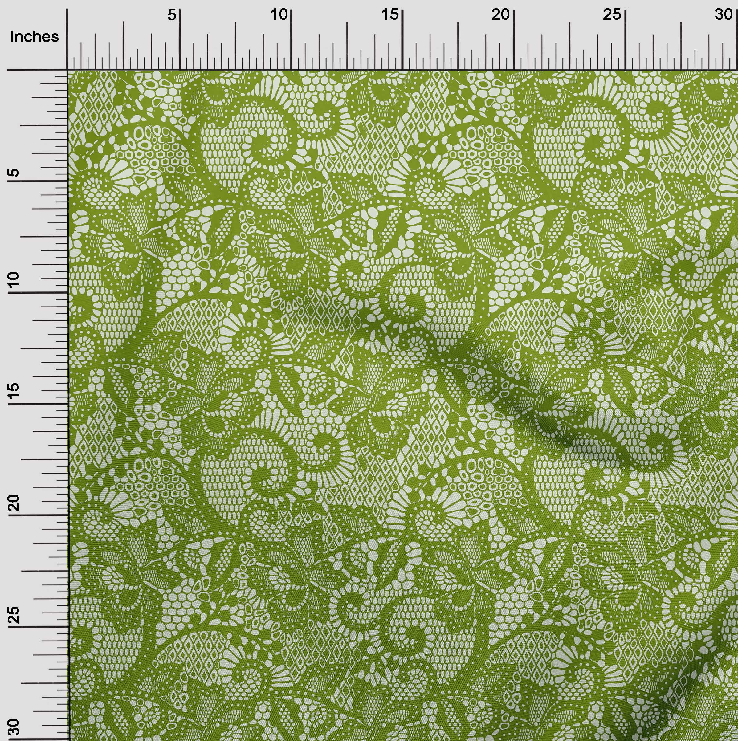 oneOone Cotton Jersey Light Green Fabric Lace Floral Craft Projects Decor Fabric Printed By The Yard 58 Inch Wide