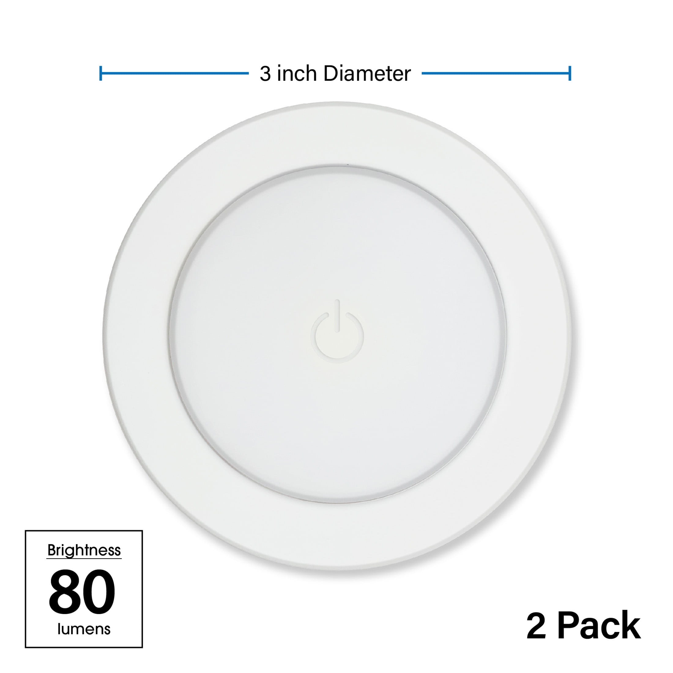 Great Value Wireless Frosted LED Puck Lights - 2 Pack